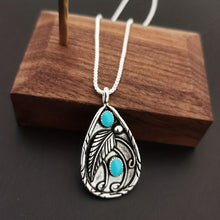 Cargar imagen en el visor de la galería, Alloy Artificial Turquoise Teardrop Pendant Necklace
