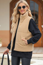 Cargar imagen en el visor de la galería, Pocketed Zip Up Turtleneck Vest Coat
