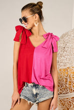 Cargar imagen en el visor de la galería, BiBi Shoulder Ribbon Tied Contrast Tank
