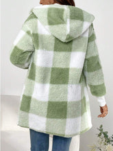 Cargar imagen en el visor de la galería, Plaid Long Sleeve Hooded Coat
