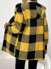 Cargar imagen en el visor de la galería, Plaid Long Sleeve Hooded Coat
