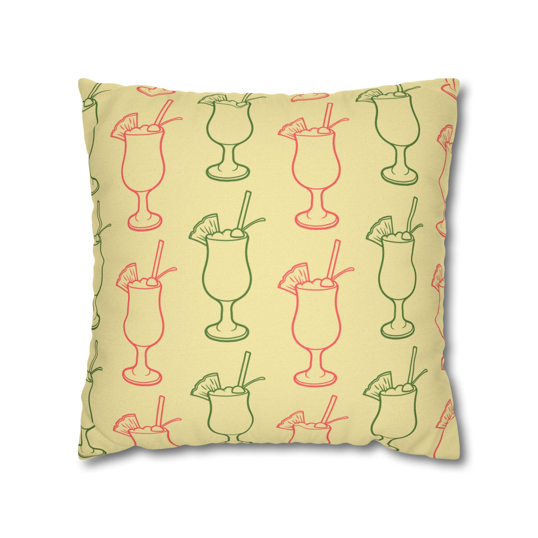 Piña Colada Pattern - Spun Polyester Square Pillow Case (Pillow not included)