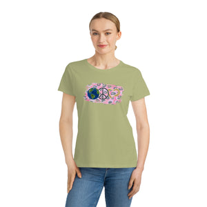 Earth, Peace & Love in Pink - Organic Women's Classic T-Shirt