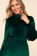 Cargar imagen en el visor de la galería, Haptics Mock Neck Smocked Waist Velvet Tiered Dress
