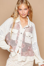 Cargar imagen en el visor de la galería, POL Eyelet Flower Pearl Detail Lace Patchwork Shirt
