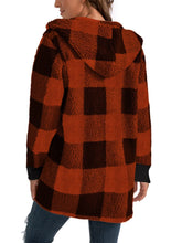 Cargar imagen en el visor de la galería, Plaid Long Sleeve Hooded Coat
