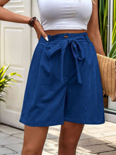 Load image into Gallery viewer, Tied High Waist Shorts with Pockets
