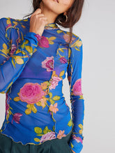 Cargar imagen en el visor de la galería, Floral Mock Neck Long Sleeve Top
