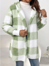 Cargar imagen en el visor de la galería, Plaid Long Sleeve Hooded Coat
