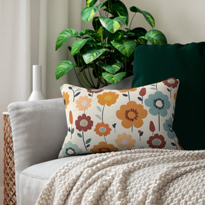 Retro Floral: Spun Polyester Lumbar Pillow