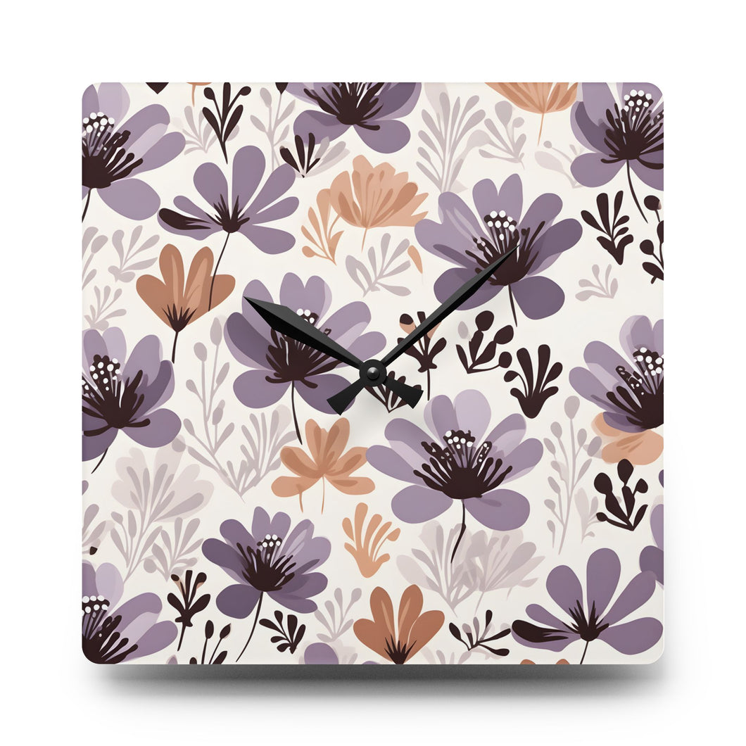 Retro Floral: Acrylic Wall Clock