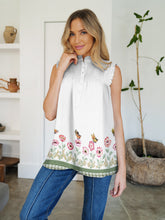 Load image into Gallery viewer, Frill Printed Mock Neck Top
