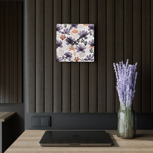 Retro Floral: Acrylic Wall Clock