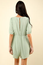 Cargar imagen en el visor de la galería, VERY J Lace Detail Puff Sleeve Romper with Pockets
