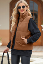 Cargar imagen en el visor de la galería, Pocketed Zip Up Turtleneck Vest Coat
