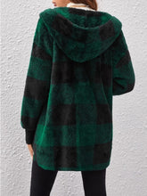 Cargar imagen en el visor de la galería, Plaid Long Sleeve Hooded Coat
