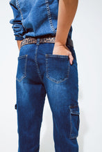 Load image into Gallery viewer, Cargo Style Jeans With Seam Down the Front in Medium Wash
