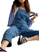 Cargar imagen en el visor de la galería, Pocketed Wide Strap Denim Overalls
