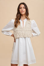 Cargar imagen en el visor de la galería, Annie Wear Crochet Vest Notched Long Sleeve Shirt Dress
