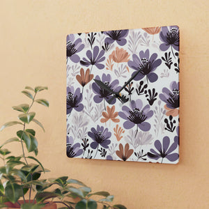 Retro Floral: Acrylic Wall Clock