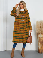 Cargar imagen en el visor de la galería, Plaid Long Sleeve Hooded Coat with Pockets
