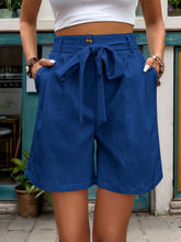 Load image into Gallery viewer, Tied High Waist Shorts with Pockets
