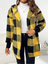 Cargar imagen en el visor de la galería, Plaid Long Sleeve Hooded Coat
