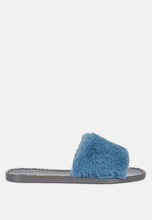 Load image into Gallery viewer, Geese Faux Fur Diamante Detail Jelly Flats
