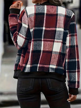 Cargar imagen en el visor de la galería, Plus Size Plaid Baseball Collar Zip Up Jacket
