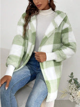 Cargar imagen en el visor de la galería, Plaid Long Sleeve Hooded Coat
