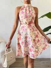 Load image into Gallery viewer, Smocked Printed Halter Neck Dress
