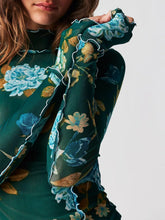 Cargar imagen en el visor de la galería, Floral Mock Neck Long Sleeve Top
