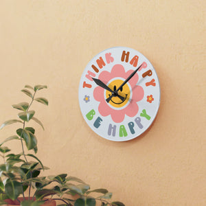 Boho Daisy Smiley: Acrylic Wall Clock