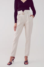 Load image into Gallery viewer, Cigarette Pants With Paper-Bag Waist in Cream
