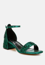 Load image into Gallery viewer, Nocturnal Rhinestone Embellished Shimmer Sandals
