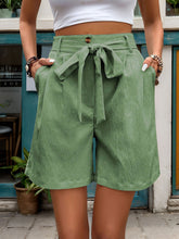 Load image into Gallery viewer, Tied High Waist Shorts with Pockets
