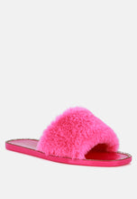 Load image into Gallery viewer, Geese Faux Fur Diamante Detail Jelly Flats
