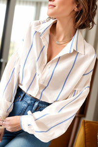 Striped Collared Neck Long Sleeve Shirt