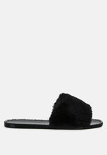 Load image into Gallery viewer, Geese Faux Fur Diamante Detail Jelly Flats
