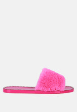 Load image into Gallery viewer, Geese Faux Fur Diamante Detail Jelly Flats
