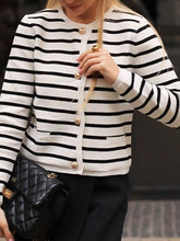 Load image into Gallery viewer, Striped Button Down Long Sleeve Cardigan
