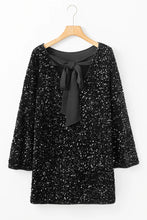 Cargar imagen en el visor de la galería, Sequin Round Neck Long Sleeve Mini Dress
