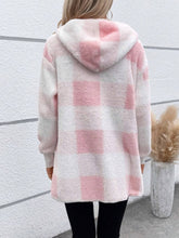 Cargar imagen en el visor de la galería, Plaid Long Sleeve Hooded Coat
