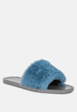 Load image into Gallery viewer, Geese Faux Fur Diamante Detail Jelly Flats
