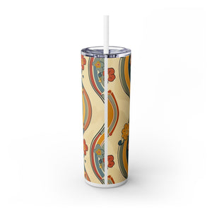 70s Retro Floral: Skinny Tumbler with Straw, 20oz