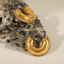 Load image into Gallery viewer, Titanium Steel Inlaid Zircon C-Hoop Earrings
