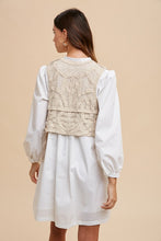 Cargar imagen en el visor de la galería, Annie Wear Crochet Vest Notched Long Sleeve Shirt Dress
