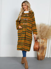 Cargar imagen en el visor de la galería, Plaid Long Sleeve Hooded Coat with Pockets
