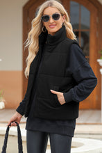 Cargar imagen en el visor de la galería, Pocketed Zip Up Turtleneck Vest Coat
