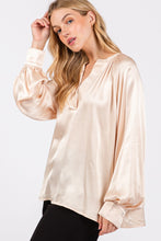 Load image into Gallery viewer, SAGE + FIG Notched Long Sleeve Blouse
